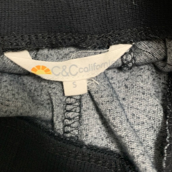 C&C California Black Striped Velour Drawstring Joggers Pants Size Small - Picture 4 of 6